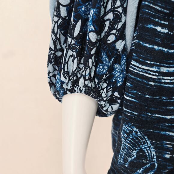 Free People Birds of a Feather Oversized Boho Top Blue L - Picture 4 of 7